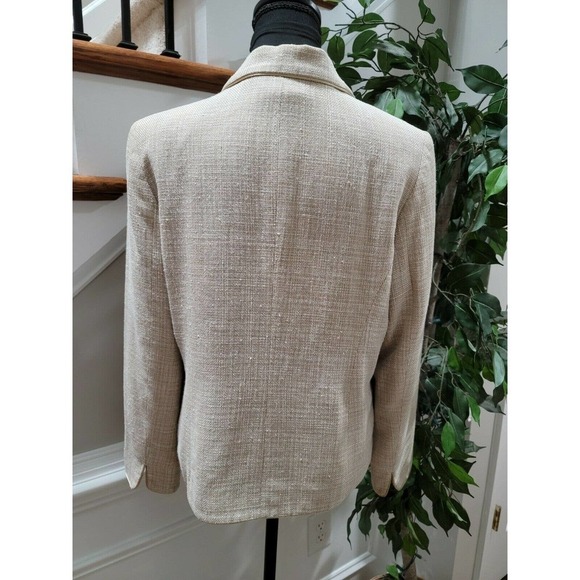 Pendleton Women's Beige Viscose Single Breasted Four Buttons Fitted Blazer 10 - Picture 4 of 11